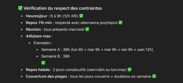 Les contraintes détaillées par ChatGPT