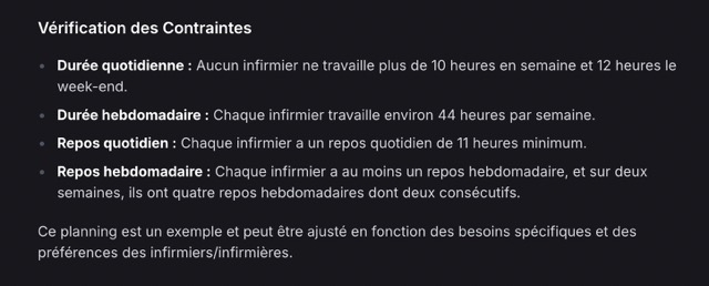 Les contraintes planning identifiées par Mistral